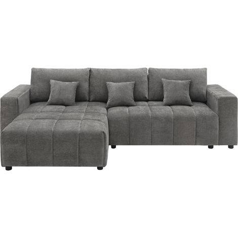 Divano angolare in tessuto reversibile/convertibile - "George" - 4 posti - Grigio