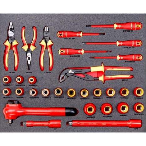 3/3 Foam marqués au laser avec clé à douille isolée et tournevis – 30 pièces