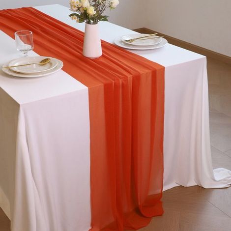 Camino de mesa de gasa translúcida,75x300cm Camino de mesa de tul romántico,Decoración de mesa de estilo bohemio,Adecuado para bodas (1/5)