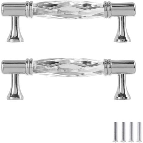 BUNTHAUS 2 pièces poignées de tiroir en cristal verre armoire de porte de placard cuisine poignee de meuble boutons de portes armoire tiroirs 128mm