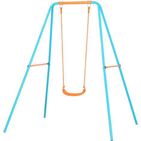 Kindergartenschaukel für Kinder von 3-8 Jahren, Stahl und Polyethylen, mit Sitz und Heringen, 163 x 145 x 181 cm