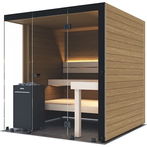 Harvia Block Left Large Saunakabine Design-Sauna aus Thermo-Erle 198x200x210cm inkl. LED Beleuchtung