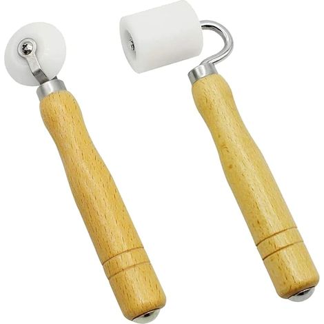 Rouleau Papier Peint, 2 Pcs Rouleau de Pression à Poignée en Bois, Rouleau de Couture Plat Rouleau Pression Outil à Main, pour Décoration de la Maison Papier Peint Outil de Bricolage