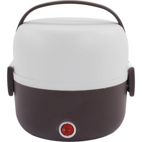 Elektrisch beheizbare Lunchbox mit 2 Fächern, tragbare Bento-Box, Speisenwärmer, 220-V-EU-Stecker, Lila (1/5)