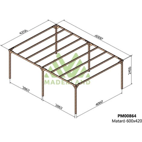 Pérgola de Madera Maciza Mataró (Maderland) - Gardeneas - 600 x 420 cm