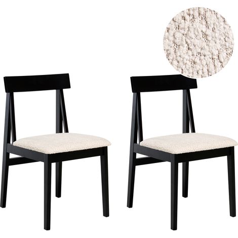 Conjunto de 2 sillas de comedor asiento de bouclé de poliéster beige estructura negra Isle (1/5)