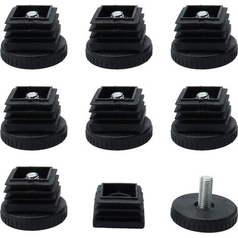 8 pièces Pieds de Meubles Réglables Nivellement Patin Base Jambe Pied de table Chaise Ajustables Protection Sol 40 x 40mm Carré Tube Insert Glisse (1/4)