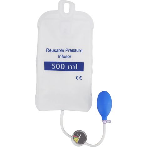 500-ml-Druckinfusionsbeutel mit Manometer, hoher Verschleißfestigkeit und optimaler Abdichtung für die schnelle Notfallinfusion. (1/5)