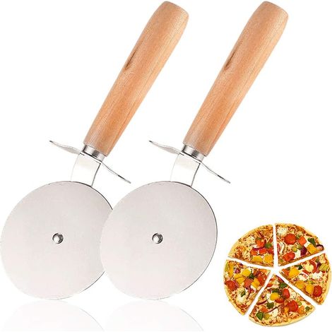 2 Pcs Pizza Cutter, Coupe Pizza, Découpe Pizza, Roulette Pizza En Acier Inoxydable De Haute Qualité, Roulette À Pizza La Roulette À Découper Avec Le Manche En Antidérapant Il Coupe MINKUROW (1/5)