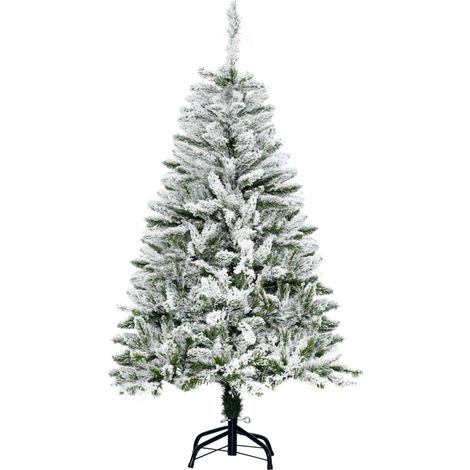 HOMCOM Sapin de Noël Artificiel enneigé 120H cm 200 Branches épines Imitation Nordmann Grand réalisme
