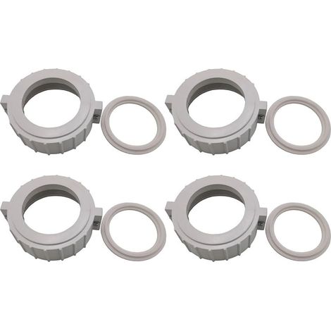 Lot de 2 raccords d'écrous fendus pour chauffage de spa avec anneaux et vis pour Balboa HydroQuip Spa Builders Correctech 5,1 cm Pièces de rechange ABS Kit de réparation (4 pièces, blanc) (1/5)