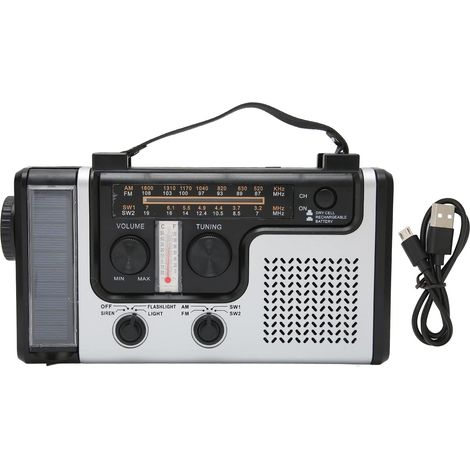 Radio à Manivelle LED Portable AM/FM/SW - Radio d'Urgence Extérieure à Dynamo Solaire avec Lampe de Poche