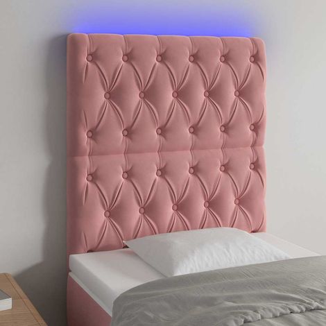 vidaXL Cabecero con luces LED terciopelo rosa 80x7x118/128 cm (1/5)