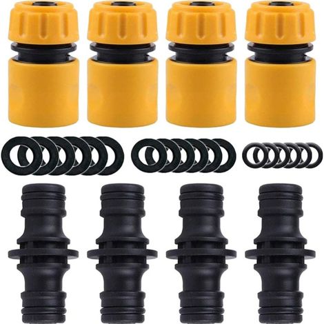BEBUSINGOTO Set mit 8 Gartenschlauchverbindern – Enthält 4 Schlauchendverbinder und 4 doppelte Schlauchverbinder-Verlängerungen (männlich), passend für 15-mm-Gartenschlauchanschlüsse (1/5)