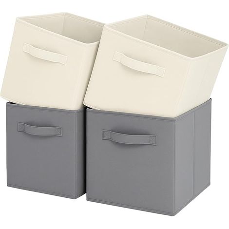 Cubes de rangement pliables en tissu avec poignées, boîtes de rangement pour maison, chambre d'enfant, placard et organisation des jouets Beige, Gris, 26,7 x 26,7 x 27,9 cm (1/3)