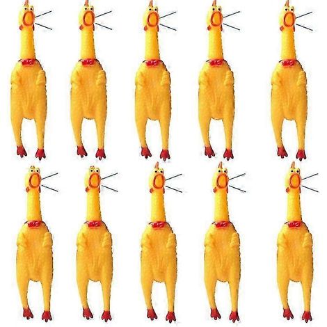 Poulet criard en caoutchouc jaune pour chien, jouet original et résistant, 40 cm. (1/4)