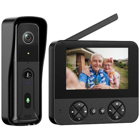 Interphone Sonnette Sans Fil 4.3'' IPS 1080P - Caméra vidéo étanche avec vision nocturne et audio bidirectionnel (1/5)