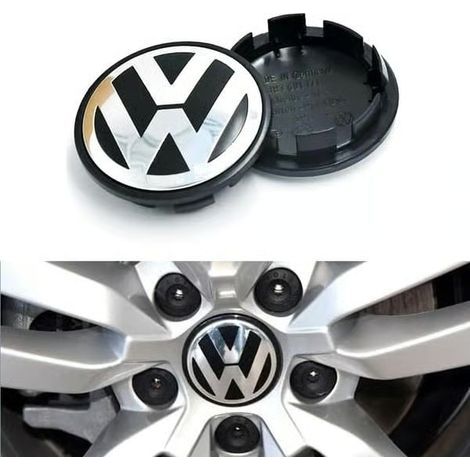 Lot de 4 Enjoliveurs VW / emblèmes de moyeu de roue Volkswagen Argent voiture 56 mm (1/5)