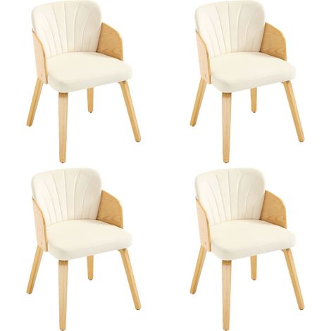 Wahson Lot de 4 Chaises en Velours, Chaise de Cuisine avec Pied Bois Chaise de Salle a Manger pour Restaurant, Beige (1/5)