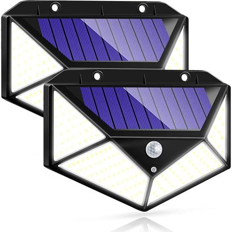 Projecteur solaire de sécurité extérieur, 100 LED, détecteur de mouvement solaire 270°, longueur L-AquaForge (1/5)