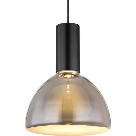Pendelleuchte Hängelampe Deckenlampe Wohnzimmerlampe Glas Rauchfarbe D 17 cm