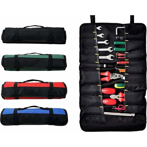 Borsa portautensili arrotolabile con 38 tasche, borsa portautensili, borsa per cacciaviti, ideale per uso esterno, blu (1/5)
