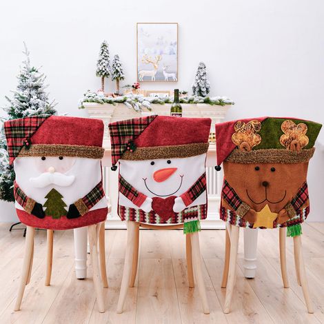Housse de Chaise Noël 3 Pièces, Housse de Chaise Père Noël (1/5)