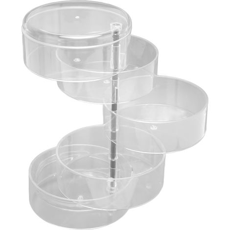 Boîte à bijoux rotative transparente à 5 niveaux, rotation à 360°, gain de place, pour ranger boucles d'oreilles et bijoux. (1/5)