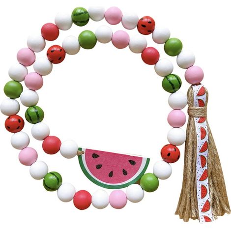 Guirlande De Perles En Bois - Motif Pastèque - Décoration Murale Fermière - Longueur 86 Cm - 1 Pièce (1/5)