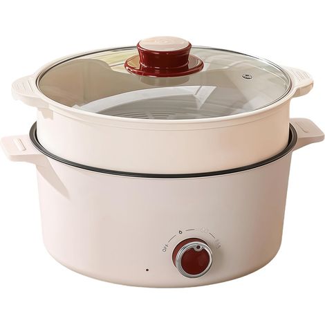 Hot Pot Électrique Portable 4,6 L avec Cuiseur Vapeur 1350W 3 Niveaux de Puissance, Revêtement Antiadhésif, Multifonction pour Cuire, Griller, Fondue, Appartement (1/5)