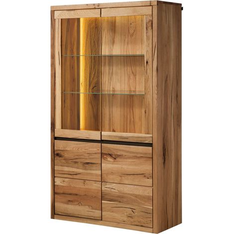 Vitrine Wild-/Zerreiche 105x43x195 natur geölt MONTREUX LUX 115