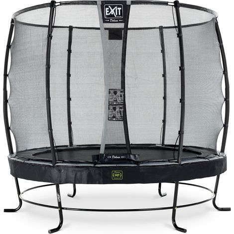 EXIT Elegant Premium Trampoline 8.3ft with Deluxe Safety Net – Black