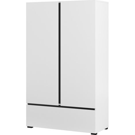 Armadio da stoccaggio HAVANA bianco e nero 2 porte 1 cassetto - Design moderno e pratico