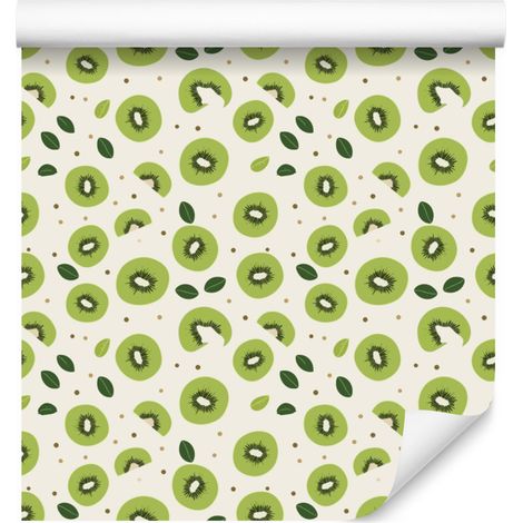 Carta da parati Kiwi bianca e verde lime per soggiorno e camera da letto 50x1000 cm (1/4)