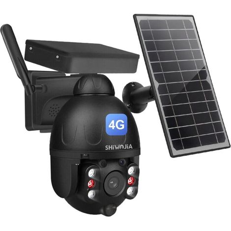 Telecamera PTZ da esterno Crezuo 4G a energia solare, telecamera di sicurezza wireless per esterni con rilevamento di movimento PIR, visione notturna, audio bidirezionale, archiviazione su cloud/sched