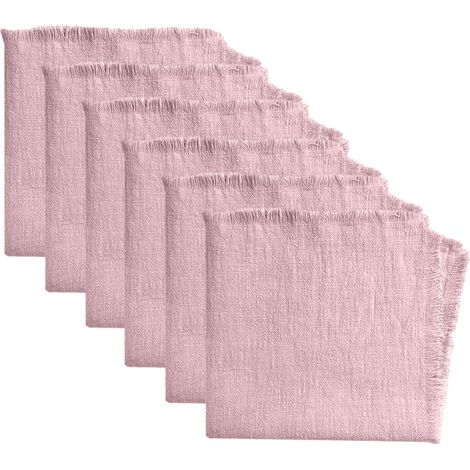 Serviettes En Lin - 42 x 42 Cm - Pour Table De Fête Ou Repas Quotidien - Lot De 6 (1/5)