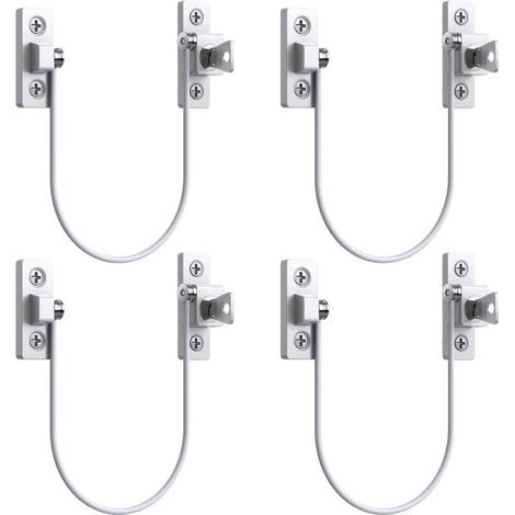 4pcs Entrebâilleur Fenêtre Porte Restricteur de Porte de Fenêtre Verrou Fenetre UPVC Verrouillage de Limite Verrou de Sécurité Câble Serrure de Limite Avec Clé et Vis (1/5)