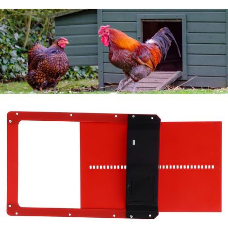 Porte de Poulailler Automatique à Ouverture et Fermeture par Capteur de Lumière - Rouge - Sans Batterie - KZQ (1/5)