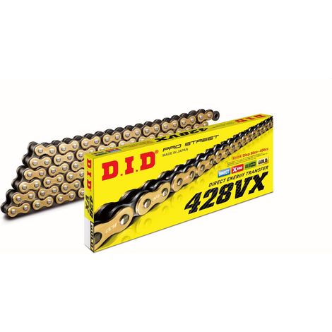 Cadena de oro DID 428VXG&B-120 (120 eslabones) con junta tórica (abierta + clip)