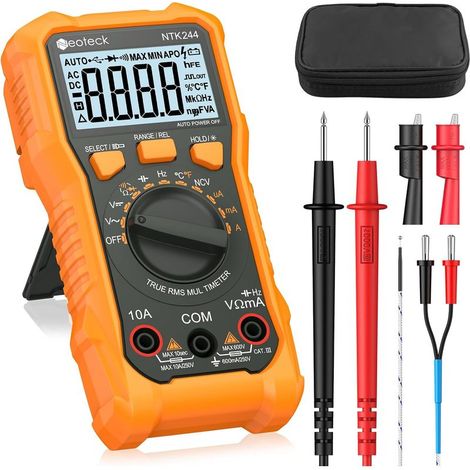 Multimètre Numérique 6000 Comptes Testeur Électrique 600V 10A AC DC Courant Tension Résistance Capacité NCV Fréquence Température avec Pince Crocodile (1/5)