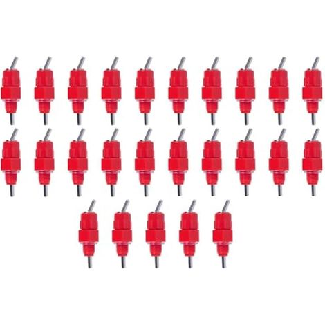 Lot de 25 abreuvoirs à bille en acier pour poulaillers, système d'abreuvement automatique à tétines pour élevages avicoles (1/5)