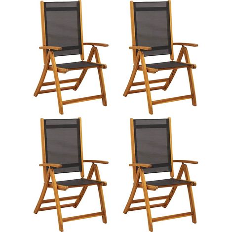 Sedie Giardino Pieghevoli 4 pz Sedute da esterno Legno Massello Acacia e Textilene (1/4)