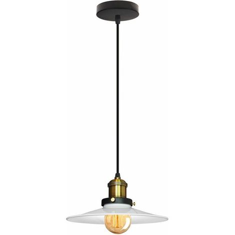 Métal Retro Suspensions Luminaires Antique Plafonniers Vintage Lustre Eclairage de Plafond Edison Culot E27 Spots de Plafond pour Chambre Cuisine Blanc - Ø22cm BLOW (1/5)