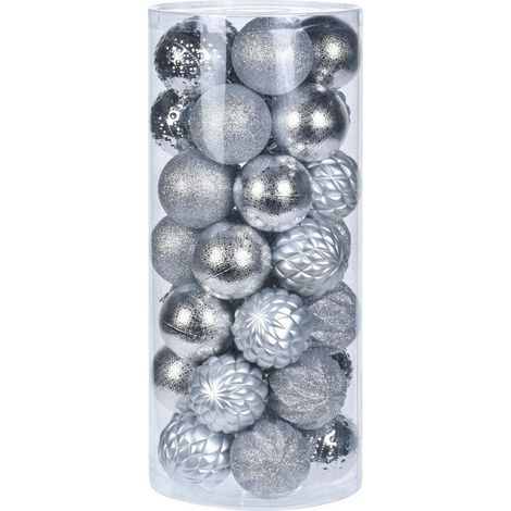Adornos navideños de plata con diamantes para árbol de Navidad, 35 unidades.