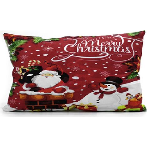 Cuscino Natalizio Decorativo cm 30x50 rettangolare Arredo Casa Feste di Natale Per Divano, Letto sedie Poltrona  Cuscino Imbottito con 6 Fantasie Natalizie - decori: DEC BABBO E PUPAZZO