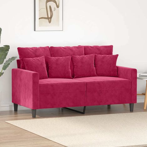 Sofá de 2 plazas de terciopelo rojo tinto 120 cm