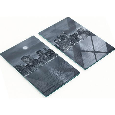 Tablas decorativas de cristal para cortar y servir, Nueva York de noche, 2x30x52 cm (1/5)
