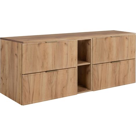 Mobiletto da bagno, Rovere Craft, maniglia dorata, 180 ( 2 x 80 + 20) x 46 x 57 cm (1/5)