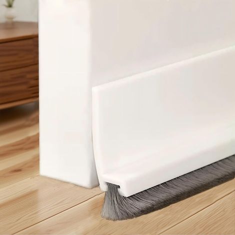 Brosse Bas de Porte 100cm, Anti-Courant D'air, Etanchéité Porte Bas de Porte Isolant, Joint de Brosse D'isolation de Porte, Blanc (1/5)