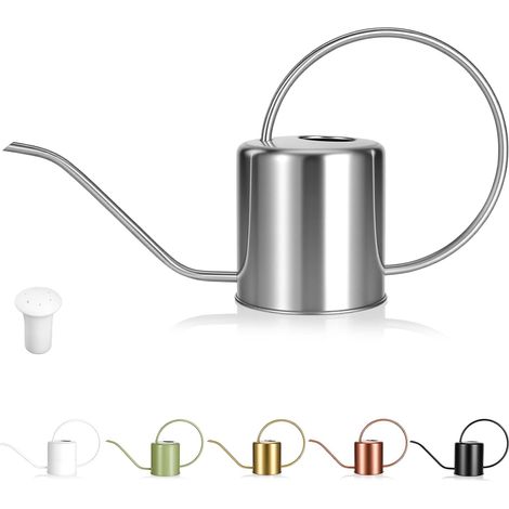 Plantengieter, 50 oz/1500 ml, roestvrij staal — moderne stijl, met lange tuit, geschikt voor kamerplanten, bonsai en tuinbloemen, zilverkleurig (1/5)